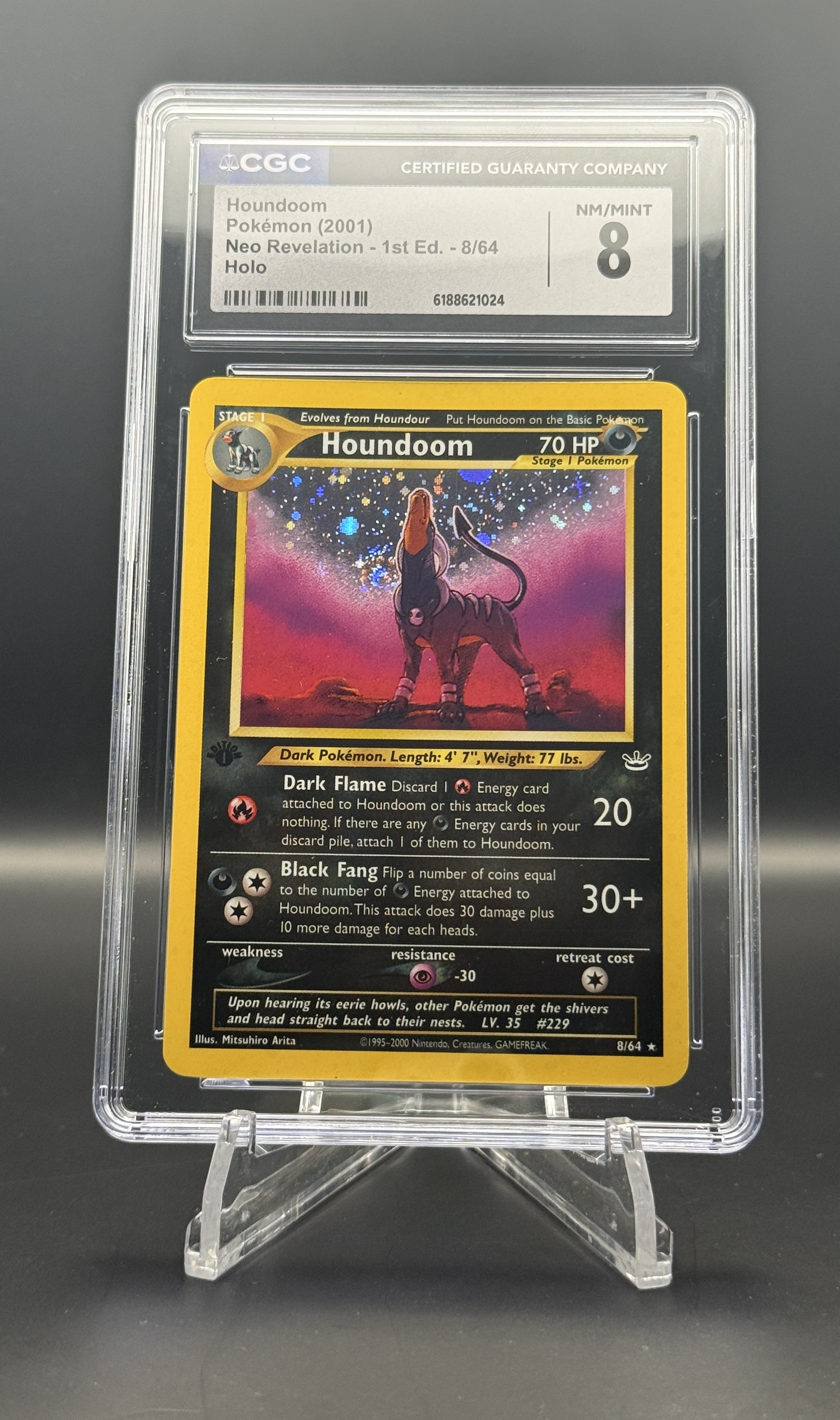 Houndoom 8/64 Holo – 1st Edition Neo Revelation (2001) – CGC 8 NM/MINT