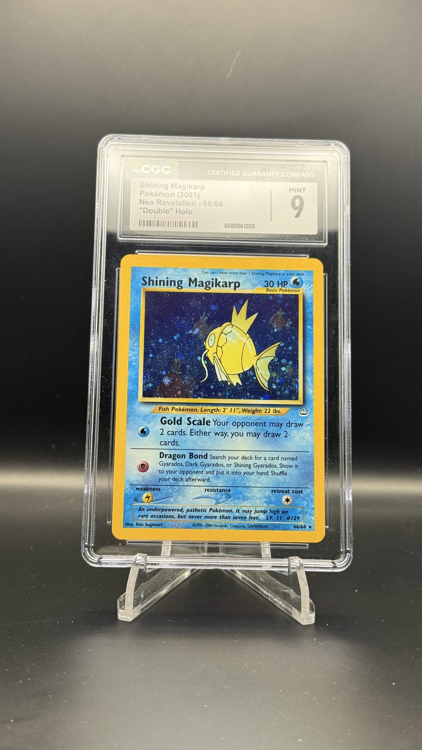 Shining Magikarp 66/64 Double Holo Error – CGC 9 Mint – Pokémon Neo Revelation (2001)