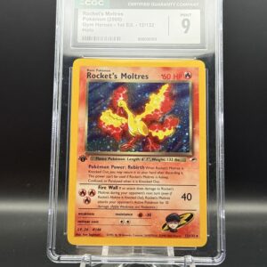 1st Edition Rocket's Moltres Black Dot Error Holo