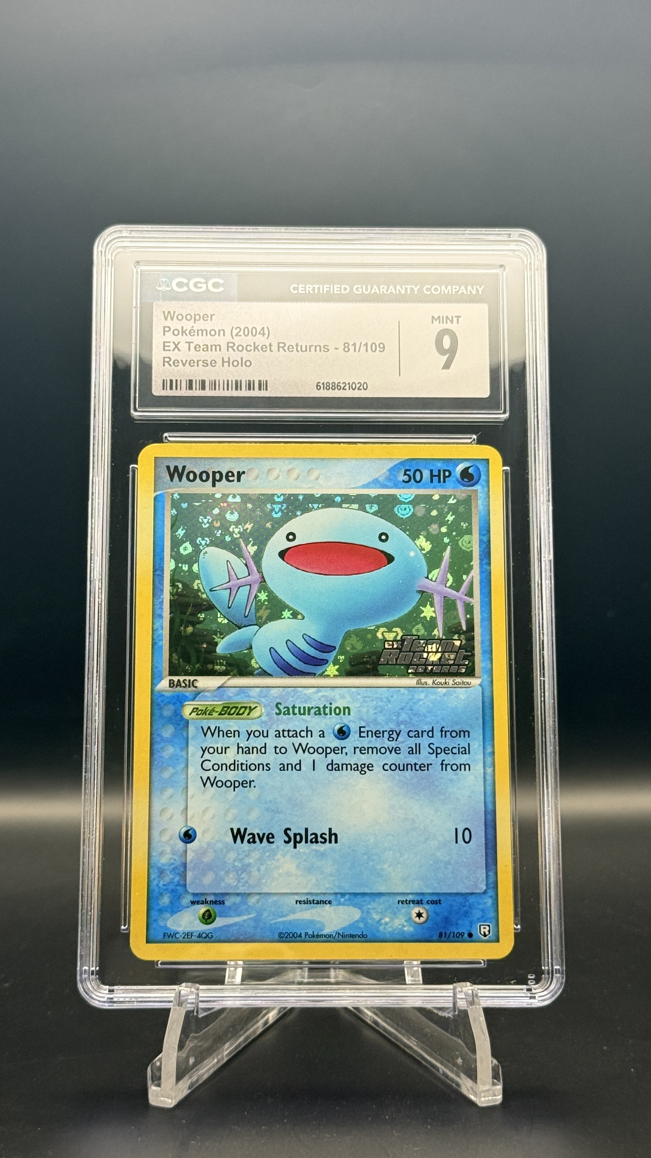 Wooper 81/109 Reverse Holo CGC 9 | Team Rocket Returns 2004